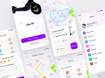 Scooter Booking App 2022 2022 best design app best desgn best ui best ux booking booking app design ecommerce minimal mobile app rent ride rideshare scooter scooter booking ui ux ux full deisgn