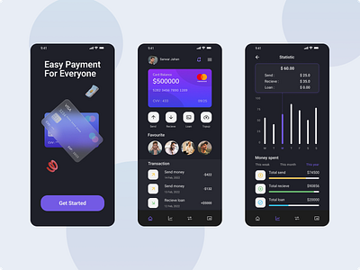 Payment Wallet App Design app app design app ui design banking app design dark app design ios iphone latest app design mobile mobile app design mobile banking app design mobile design mobile ui design night mode app design payment app design payment wallet app design ui ux wallet app design