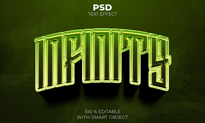 Green infinity 3d editable text effect Premium Psd illustration