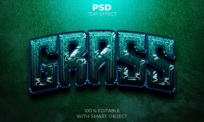 Green grass 3d editable text effect Premium Psd illustration