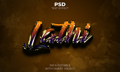 Lathi 3d editable text effect Premium Psd illustration