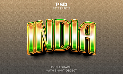 India 3d editable text effect Premium Psd illustration