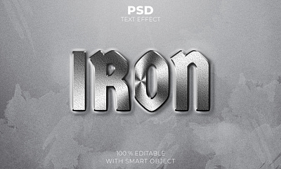 Iron chrome 3d editable text effect Premium Psd illustration