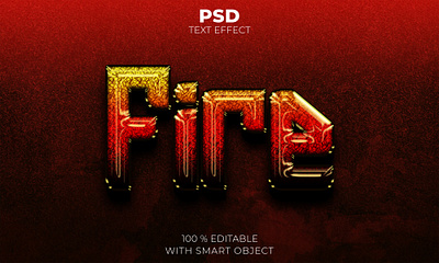 Red fire 3d editable text effect Premium Psd illustration
