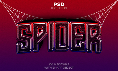 Red blue spider 3d editable text effect Premium Psd illustration
