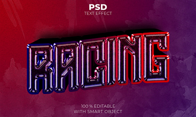 Racing 3d editable text effect Premium Psd illustration
