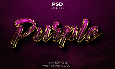 Purple 3d editable text effect Premium Psd illustration