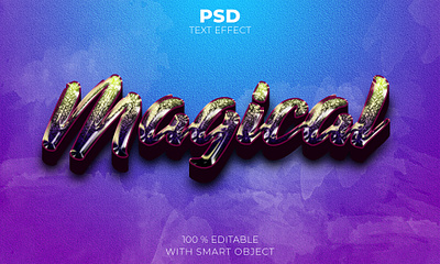 Magical 3d editable text effect Premium Psd illustration