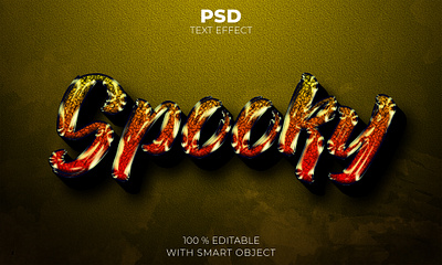 Spooky 3d editable text effect Premium Psd illustration