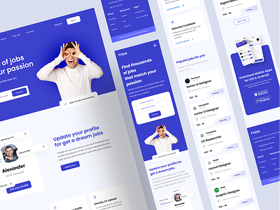 Finjop - Find Job Responsive Landing Page app clean find job job job landing page landing page mobile mobile responsive modern reesponsive responsive landing page ui ui design uiux