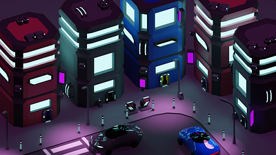 Cyberpunk-ish Night Scene 3d