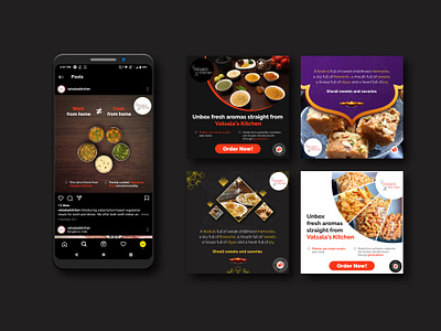 Social media posts for Vatsala's Kitchen adobe photoshop banners branding facebook graphic design instagram poster poster design social media social media campaign social media posts
