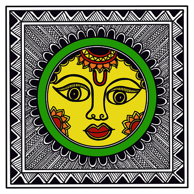 Madhubani Sun design digitalartist illustration indianart indianarttraditional indiandigitalartist ipadart logo madhubani procreate