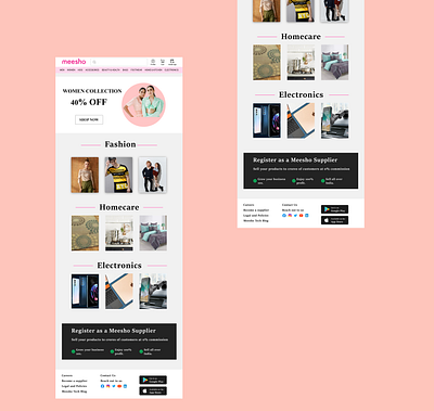 Meesho homepage redesign dailyui dailyuichallenge design figmadesign redesign ui ui design uidesign webdesign
