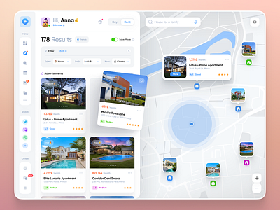 Property Broker Platform apartment app design buy house map marketplace mobile mobile app mobile app design real estate rent rental side bar ui uiux ux