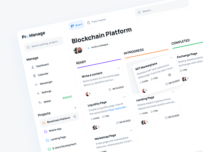 Project Management Dashboard agile app application clean ui dashboard dashboard ui fintech interface kanban board minimal product design project management task task management task manager todo ui web app