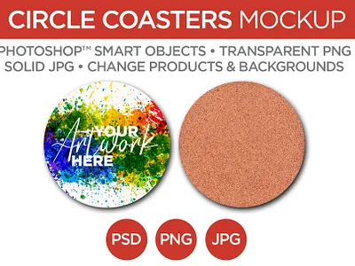 Circle Coaster Mockup & Template elements