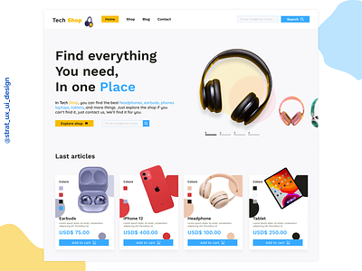 Tech Shop Website design ecommerce figma pexels shop tech ui ux web design