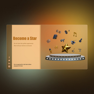 Talent banner _ slider inspiration 3d 3d banner banner challenge design golden graphic design inspiration match show up slider stage talent ui ux winners