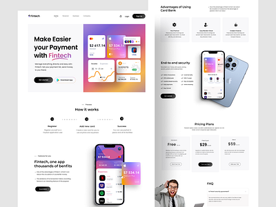 Fintech Website Landing Page UI bank banking card crypto currency designer digital bank finance website fintech home page landing page madhu online payment payment product designer ui uiux website