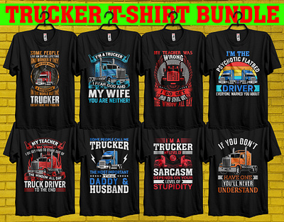 Trucker T-shirt Design Bundle graphic design uk truckers