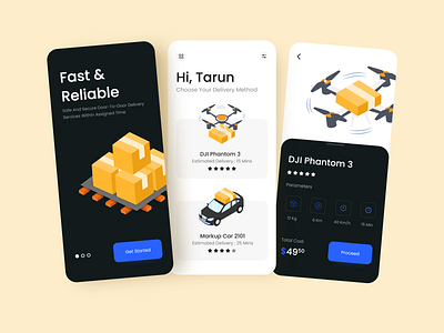 Drone Delivery UI adobe adobe xd app app design delivery design drone drone delivery illustration logo ui ux uxdesign web design