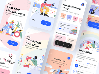 Relaxation App UI adobe adobe xd app design calm design illustration logo meditation relaxation ui ux uxdesign web design