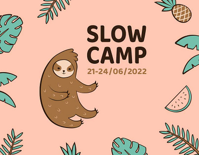 SLOWCAMP branding character illustration sloth vector