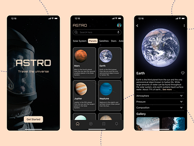 UI design for planet search adobe xd design graphic design illustration logo typography ui ui design