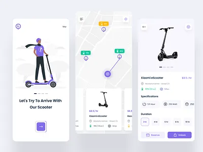 Sckoot-Electrionce App app arrive battery branding design driver duration graphic graphic design illustration location map product design rent scooter ui uidesign ux uxdesign