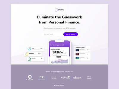 momo Credit hero credit card finance fintech hero landing landing page saas