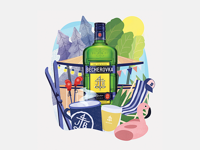 Key visual for Becherovka art branding graphic design illustration