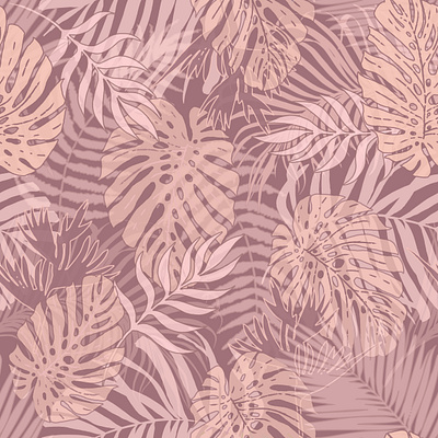 Mauve tropics art background decorative design graphic design illustration pattern plant print seamless pattern textile design tropics vector wallpapers yulia chepurova