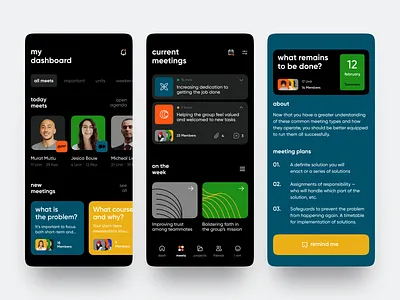 Event Hub Application agenda black color palette color scheme colorful corse design product event hub events meeting meets mobile app people projects schedule stream tasks