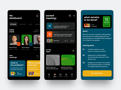 Event Hub Application agenda black color palette color scheme colorful corse design product event hub events meeting meets mobile app people projects schedule stream tasks