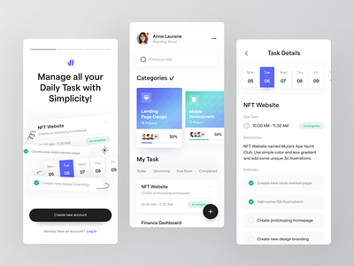 Task Andy - Mobile App Exploration app card clean daily task management management app minimalist mobile mobile app productivity project schedule splashscreen task task app task manager tasks team ui ux