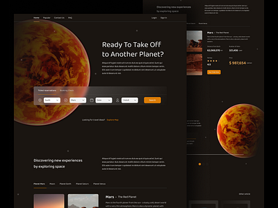 Space Ticketing Website design destination earth homepage landing page mars planet space ticket traveling trip ui ui ux uidesign ux website
