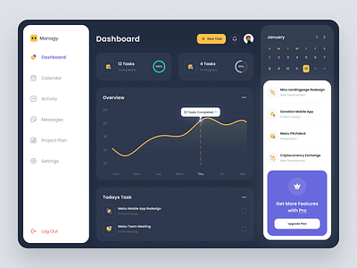 Managy - Task Manager Dashboard app app design clean dashboard date design desktop flat manager saas simple task task manager tasks todo list ui ux