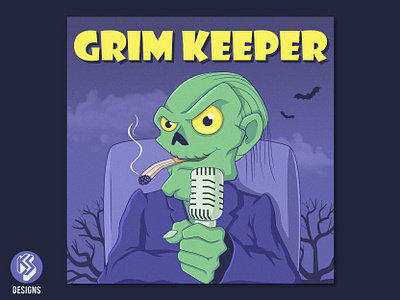 Grim Keeper Podcast applepodcast branding cartoon characterdesign coverart coverdesign dark design grim haunted horror illustration illustrator podcast scary vector