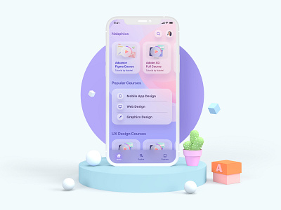 Nabphics Academy 3d adobe xd animation app branding design e learning figma glassmorphism gradients graphic design illustration logo mobile app motion graphics ui ui design ux design vector web design