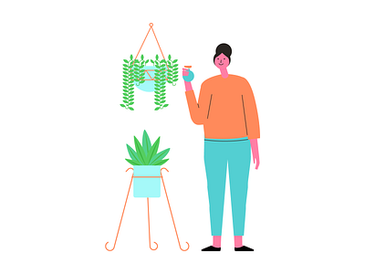 Gardening character enjoy freebie gardening graphic illustration plant relax ui vector woman