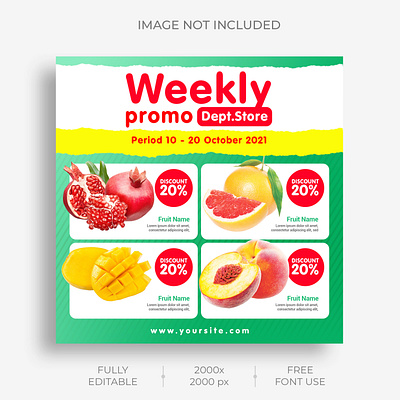 Fruit product promotion instagram social media post feed templat supermarket