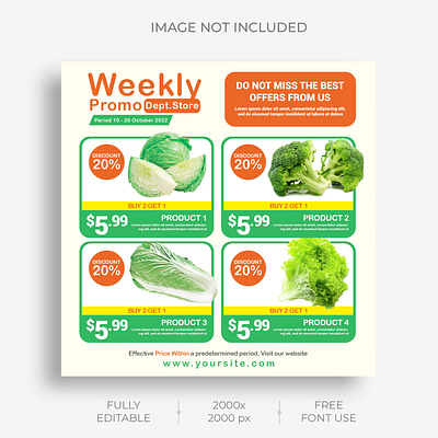 Supermarket promotion instagram social media post feed template supermarket