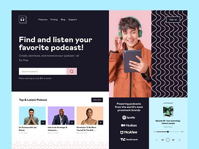 Podcast Landing Page avatar branding design landing page listen lovsoin lsoin9 podcast resourcifi ui uix ux web landing