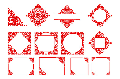 Set of Red Ornament Border border design frame graphic design inspiration vector