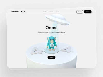 404 Page for Crypto Game 3d 3d art 3dartist 404 ape bitcoin blender character coin crypto currency cute dark mode error landing metaverse monkey not found ufo