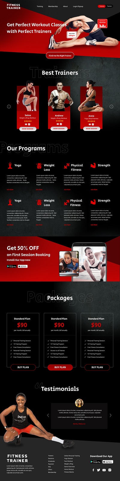 Fitness Trainer Web App design illustration ui ux