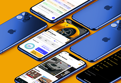 Car Washing App UI Design app app ui car wash ios ios app design iphone ui ui design vibrant colors yellow