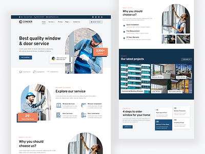 Conder - Doors & Windows Service Homepage design door installation interface landing page maintenance repairs roof ui web website design window window replacement