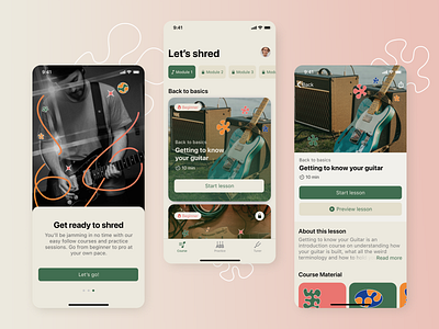 Let's Shred app design courses app daily ui design guitar instrument ios learning learning app mobile app design music music learning native design ui ui design ux